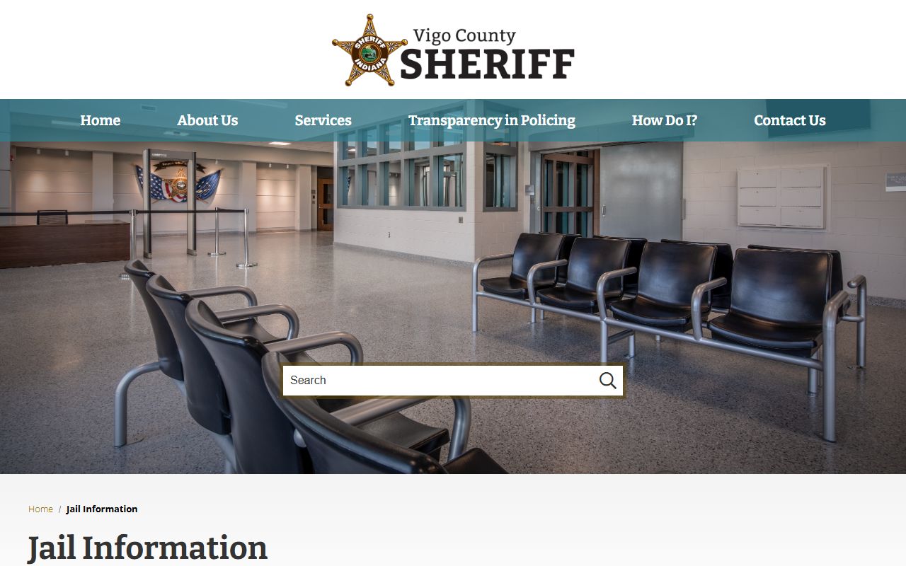 Vigo County Jail information page for inmate population and custody records